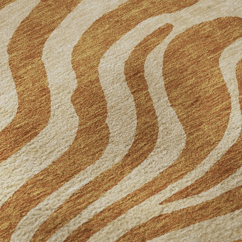 5' X 8' Rust And Beige Animal Print Washable Area Rug With UV Protection