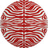 8' Red And Ivory Animal Print Washable Round Rug With UV Protection