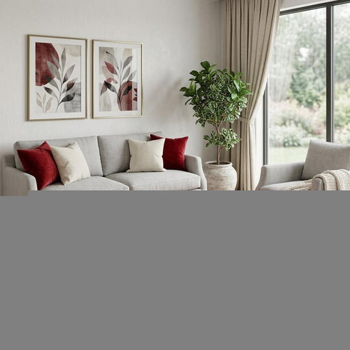 8' Red And Ivory Animal Print Washable Round Rug With UV Protection