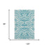 8' X 10' Teal And Ivory Animal Print Washable Area Rug With UV Protection