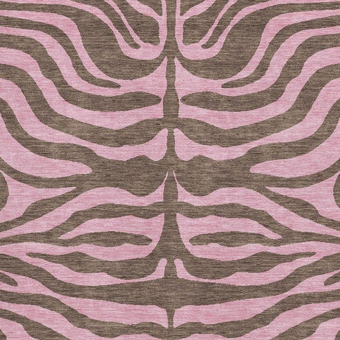 5' X 8' Brown And Pink Animal Print Washable Area Rug With UV Protection