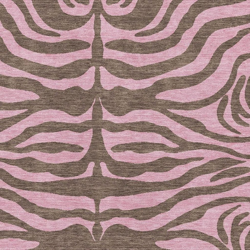 8' X 10' Brown And Pink Animal Print Washable Area Rug With UV Protection