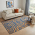 5' X 8' Navy Blue And Orange Animal Print Washable Area Rug With UV Protection