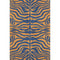 5' X 8' Navy Blue And Orange Animal Print Washable Area Rug With UV Protection