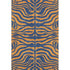 5' X 8' Navy Blue And Orange Animal Print Washable Area Rug With UV Protection