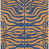 5' X 8' Navy Blue And Orange Animal Print Washable Area Rug With UV Protection