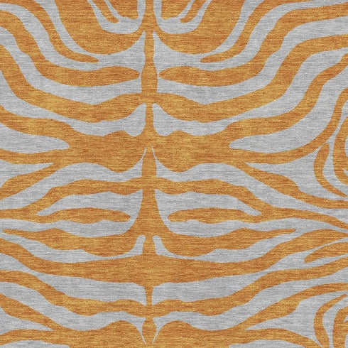 5' X 8' Orange And Gray Animal Print Washable Area Rug With UV Protection