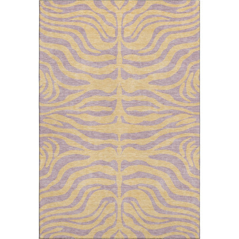 8' X 10' Peach And Lavender Animal Print Washable Area Rug With UV Protection