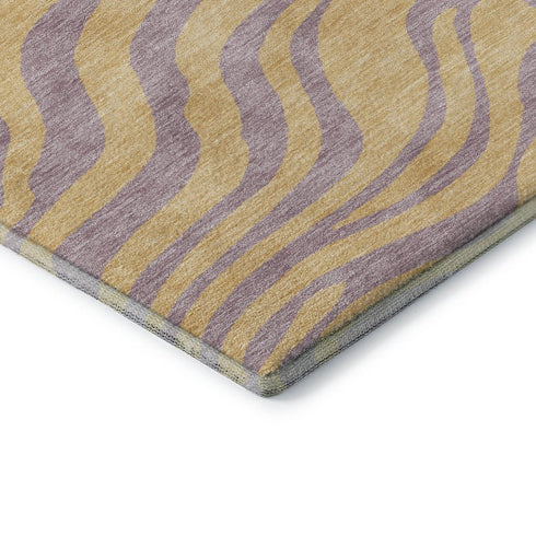 8' X 10' Peach And Lavender Animal Print Washable Area Rug With UV Protection