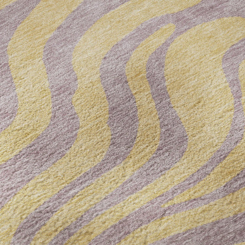 8' X 10' Peach And Lavender Animal Print Washable Area Rug With UV Protection