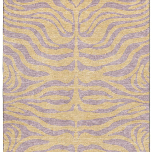 8' X 10' Peach And Lavender Animal Print Washable Area Rug With UV Protection