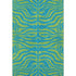 8' X 10' Teal And Lime Green Animal Print Washable Area Rug With UV Protection