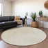 8' Beige And Ivory Geometric Washable Round Rug With UV Protection