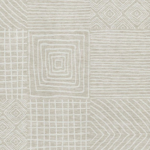 8' X 10' Beige And Ivory Geometric Washable Area Rug With UV Protection