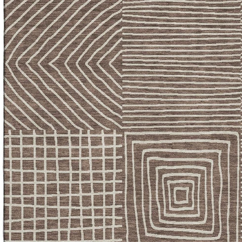8' X 10' Brown And Beige Geometric Washable Area Rug With UV Protection