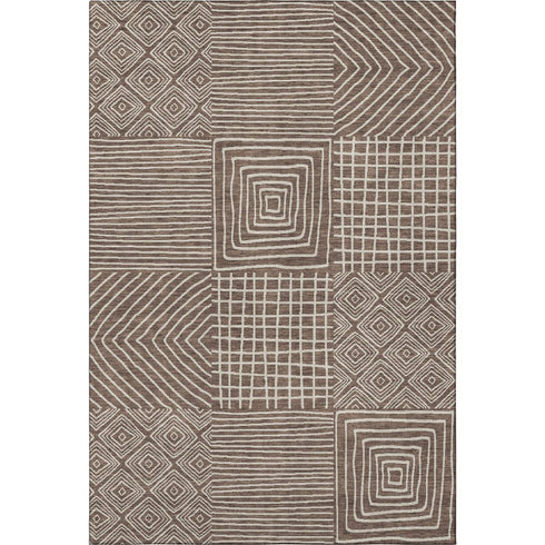 8' X 10' Brown And Beige Geometric Washable Area Rug With UV Protection