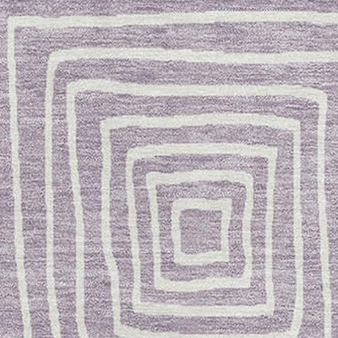 5' X 8' Lavender And Ivory Geometric Washable Area Rug With UV Protection