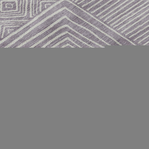 8' X 10' Lavender And Ivory Geometric Washable Area Rug With UV Protection
