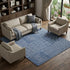 9' X 12' Navy Blue And Ivory Geometric Washable Area Rug With UV Protection