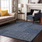 9' X 12' Navy Blue And Ivory Geometric Washable Area Rug With UV Protection