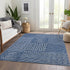 9' X 12' Navy Blue And Ivory Geometric Washable Area Rug With UV Protection
