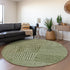 8' Olive Green And Ivory Geometric Washable Round Rug With UV Protection