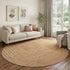 8' Rust And Beige Geometric Washable Round Rug With UV Protection