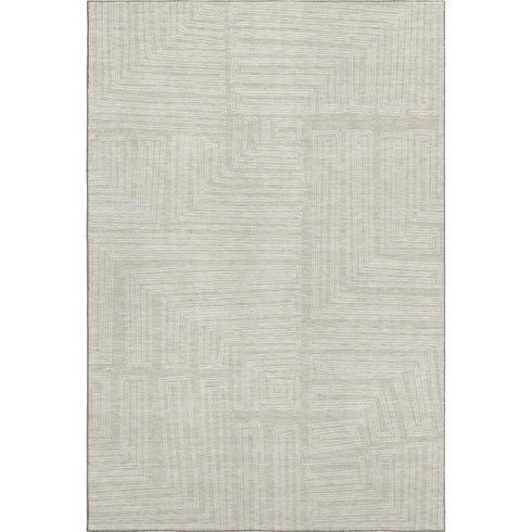 9' X 12' Beige And Ivory Geometric Washable Area Rug With UV Protection