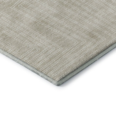 9' X 12' Beige And Ivory Geometric Washable Area Rug With UV Protection