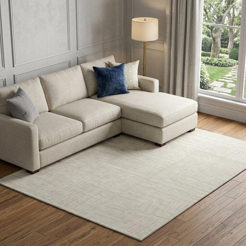 9' X 12' Beige And Ivory Geometric Washable Area Rug With UV Protection
