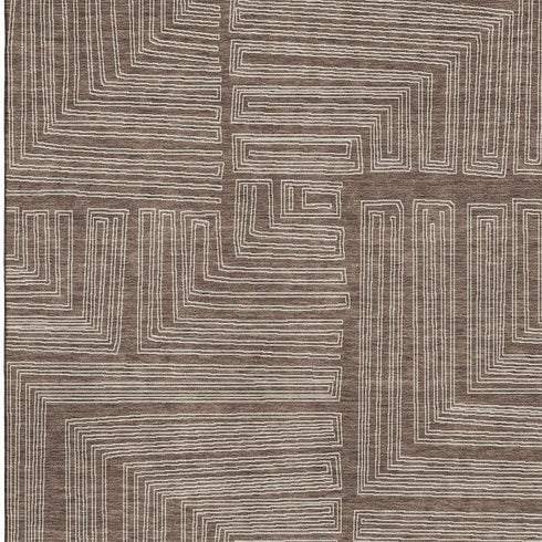 5' X 8' Brown And Beige Geometric Washable Area Rug With UV Protection