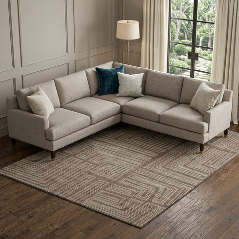 8' X 10' Brown And Beige Geometric Washable Area Rug With UV Protection