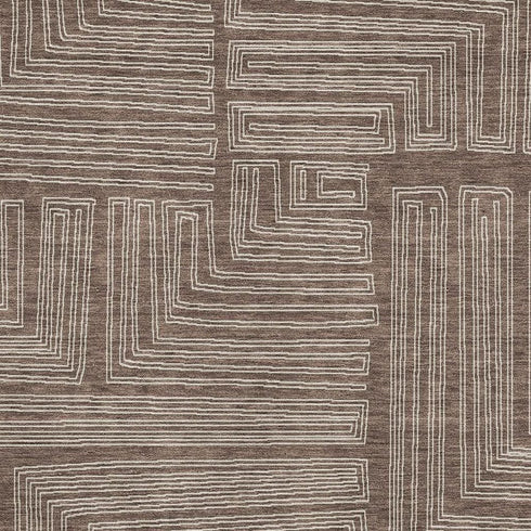 8' X 10' Brown And Beige Geometric Washable Area Rug With UV Protection