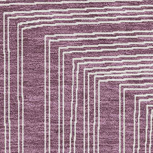 5' X 8' Eggplant And Ivory Geometric Washable Area Rug With UV Protection
