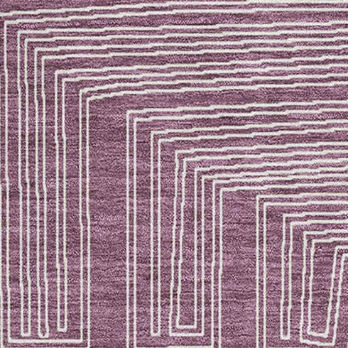 5' X 8' Eggplant And Ivory Geometric Washable Area Rug With UV Protection