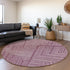 8' Eggplant And Ivory Geometric Washable Round Rug With UV Protection