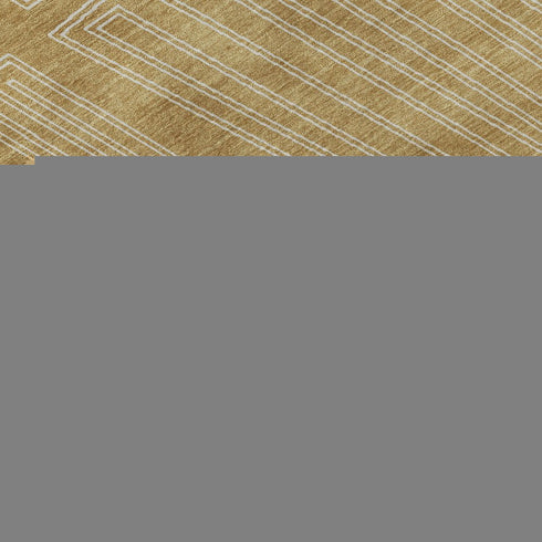 8' X 10' Gold And Ivory Geometric Washable Area Rug With UV Protection