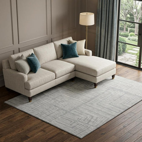 8' X 10' Gray And Ivory Geometric Washable Area Rug With UV Protection