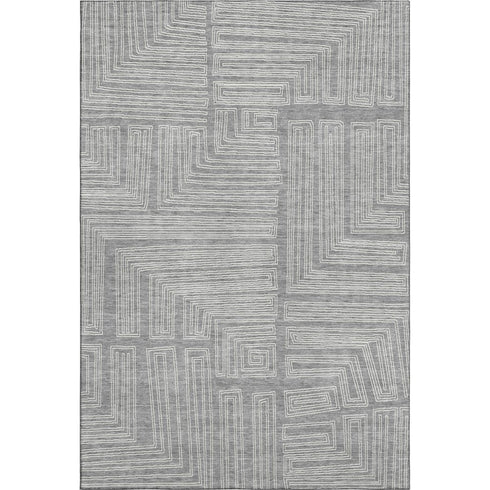 8' X 10' Gray And Ivory Geometric Washable Area Rug With UV Protection