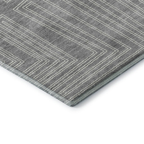 8' X 10' Gray And Ivory Geometric Washable Area Rug With UV Protection