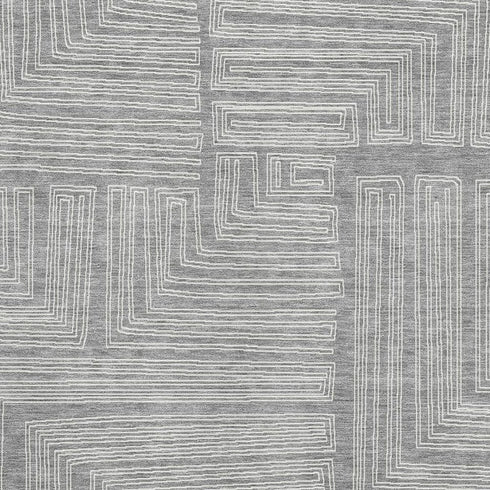 8' X 10' Gray And Ivory Geometric Washable Area Rug With UV Protection