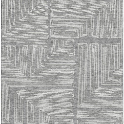 9' X 12' Gray And Ivory Geometric Washable Area Rug With UV Protection