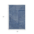 5' X 8' Navy Blue And Ivory Geometric Washable Area Rug With UV Protection