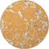 8' Orange Ivory And Gray Striped Washable Round Rug With UV Protection