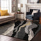 9' X 12' Black Gold And Ivory Abstract Washable Area Rug With UV Protection