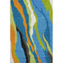 5' X 8' Denim Blue Orange And Lime Green Abstract Washable Area Rug With UV Protection