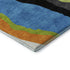5' X 8' Denim Blue Orange And Lime Green Abstract Washable Area Rug With UV Protection