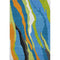 8' X 10' Denim Blue Orange And Lime Green Abstract Washable Area Rug With UV Protection