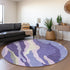 8' Purple Ivory And Gray Abstract Washable Round Rug With UV Protection