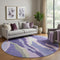 8' Purple Ivory And Gray Abstract Washable Round Rug With UV Protection
